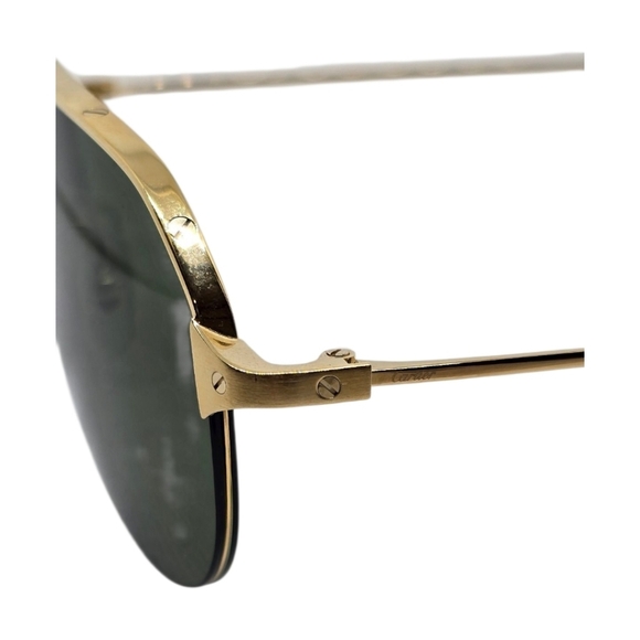 CARTIER Stylish Gold Aviator Sunglasses with Green Lenses - Picture 5 of 7